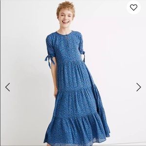Madewell tie sleeve tiered dress in Calico
